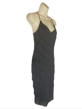 Mademoiselle Dress Flapper Fringe Evening Party Black Dress Size 7